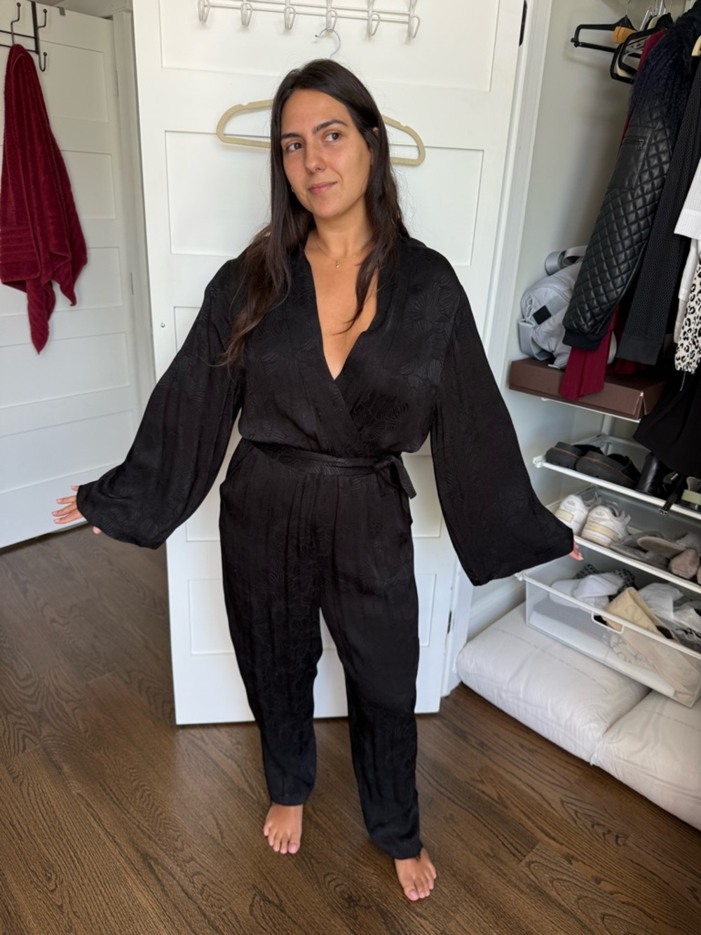 BCBG MAXARIA Satin Wrap Jumpsuit